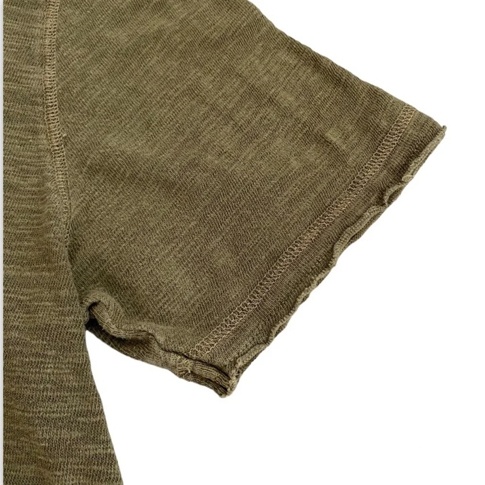 Codice Men’s T-Shirt Tee 100% Cotton Distressed Sleeve Hem Crew Neck Olive